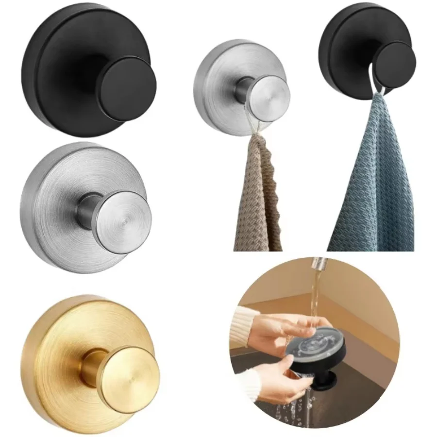 Edelstahl-Haken, starker Saugnapf-Haken hinter der Tür, Kleiderhaken, Badezimmer, perforationsfreier Metall-Kleiderhaken