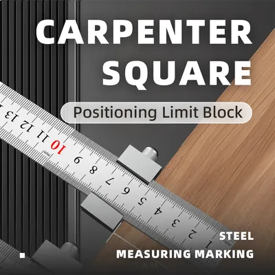 Woodworking Steel Ruler Positioning Limit Block Measuring Marking Gauge Metal Carpenter Carpentry Square Accurate Tools