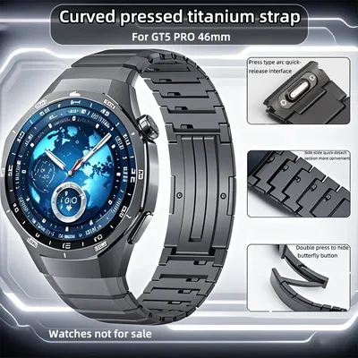 No Gap Luxus-Titanarmband für Huawei Titanstahlarmbanduhr GT5 Pro 46 mm Armband mit gebogenem Ende, Image