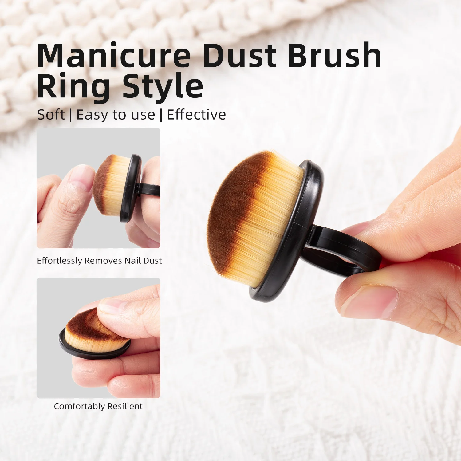 Maniküre Staubreinigungsbürste Fingerring Staubwedel Weiches Haar Nagellack Pulver Staubwerkzeuge Nail Art Essential Pinsel mit dichten Borsten Image