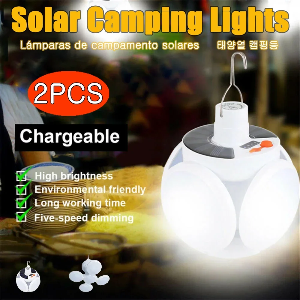 Solarenergie-Campinglampe, 5 Modi, SOS, wasserdicht, über USB wiederaufladbar, LED-Fernbedienung, faltbare Laterne, tragbare Notfalllampe