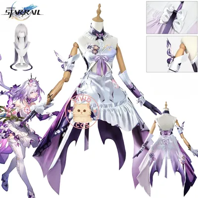 Spiel Honkai: Star Rail Castorice Cosplay Hochwertiges Rollenspielkostüm Pappel Anime Niedliche lila Kleidperücke für Frauen Comic Con Image
