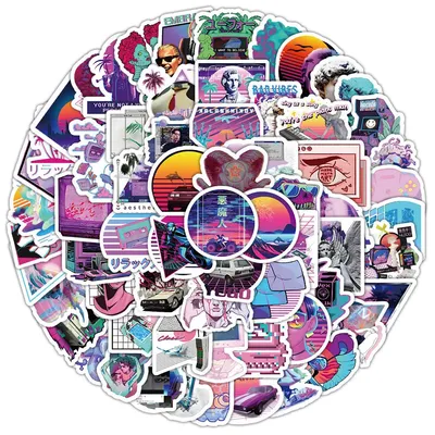 100PCS Lila Steam Wave Graffiti Wasserdichte Aufkleber für Hand Konto Federmäppchen Aufkleber Image