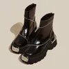 Hohe Qualität Schwarze Schuhe für Frauen Plattform Stiefel Straße Runde Kappe Damen Schuhe Non-slip