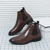 Spitze Herrenstiefel, handgefertigte PU-Lederstiefel, lässige Fahr-Flats, Slip-on-Schuhe, luxuriöse, bequeme Mokassins, schwarze Freizeitschuhe, Mo-32