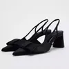 Spitze Pumps für Damen, elegant, geschlossener Zehenbereich, schwarze Schleife, neuer Frühling, formelle Arbeit, Party, 2025, hochhackige Damenschuhe