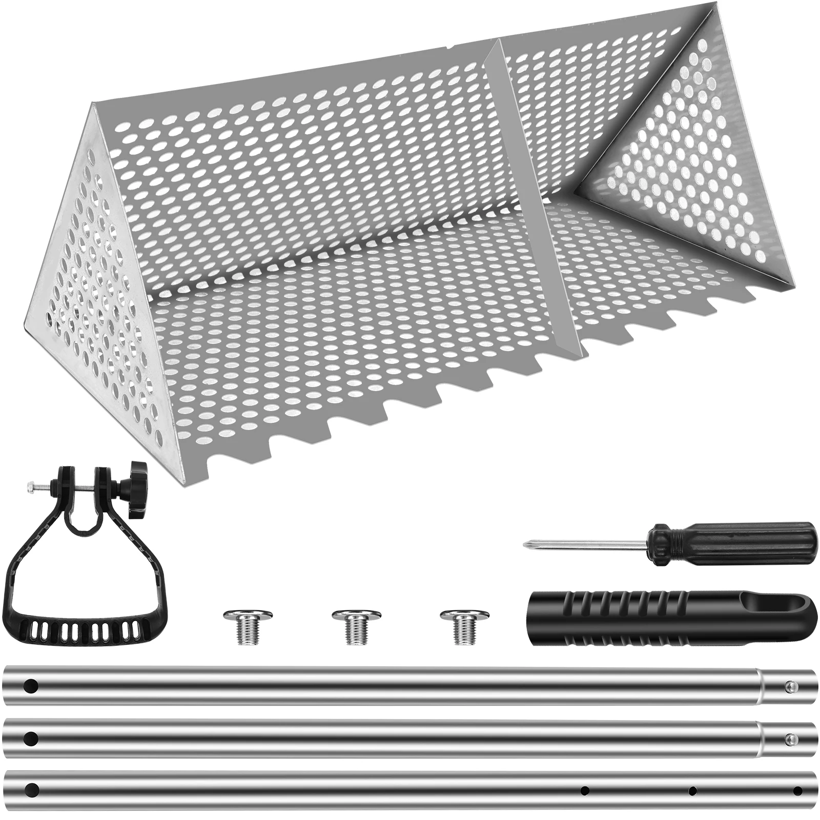 Sandflöhe-Rechen, Haifischzahn-Sieb aus Edelstahl, effizienter Krabbenfänger mit abnehmbarem Griff, faltbar zum Auffinden Image