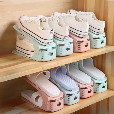 Adjustable Double-layer Shoe Rack Thickened and Space Saving Shoe Storage Rack Flat Bottomed High-heeled Shoe Storage Rack