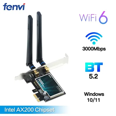 WiFi6 AX200 PCIE WiFi Card Bluetooth5.2 AC1200 WiFi 5 Dual Band 2.4G/5Ghz 802.11AX Wireless Adapter For Pc Desktop Windows 10/11