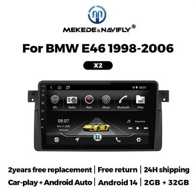 NaviFly&MEKEDE Android 14 Wireless Carplay Auto Car Radio Stereo Multimedia Player For BMW E46 M3