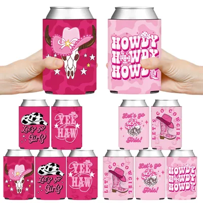 12PCS, Hot Pink Cowgirl Weekend Thermal Cooler Can Sleeves for Western Birthday Cowgirl Boots Bachelorette Party Favor Gift