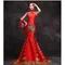 Abbigliamento da tostatura per matrimoni cinesi ricamato e migliorato Qipao Fish Tail Hosting Suit