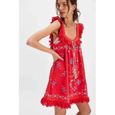Bali Main Squeeze Mini Dress at Free People in Red Combo, Size: Medium
