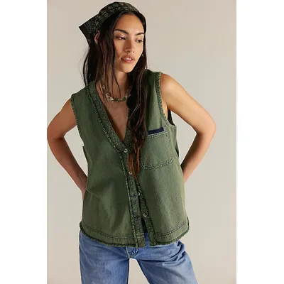 We The Free South Side Shirt at Free People in Olive Combo, Size: Small