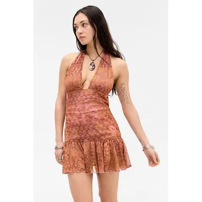 Silence + Noise Strobe Halterneck Skort Dress - Pink L at Urban Outfitters