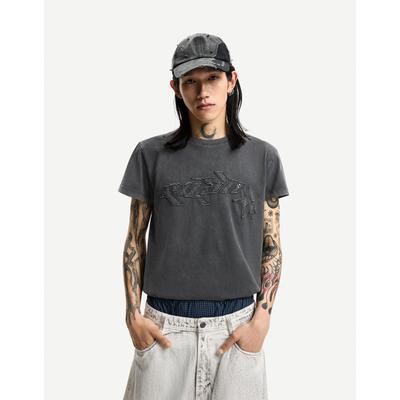 Bershka Troye Sivan Short Sleeve T-Shirt Men M Grey