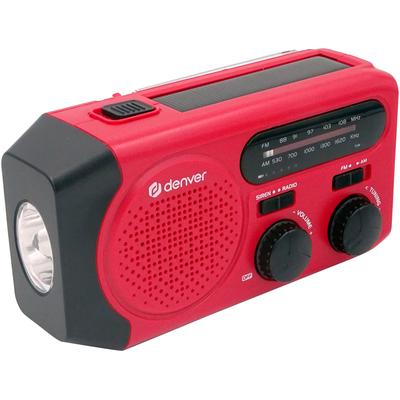 DENVER Radio "SCR-2010 Solar und Kurbel", rot, B:16,5cm H:7,3cm T:9,3cm, Radios, integrierter 2.000 mAh Akku, Batteriebetrieb möglich, Taschenlampe Image