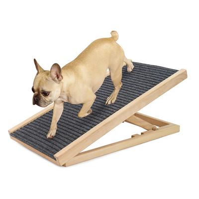 TEMU Solid Wooden Pet Ramp Car Dog Ladder Height Adjustable, Non-slip Carpet, For Pets, Puppies, And Dogs - Ideal For Cars, High Beds, And Furniture (100x40x30/40/50/60cm (lxwxh)) Image