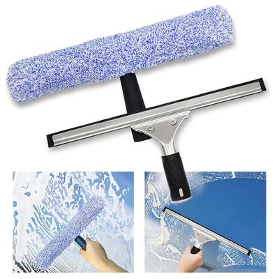 TEMU Professional Window Cleaning Set With 2 Pieces: A Silicone Squeegee And A Microfiber Cloth - Suitable For Shower Glass, Mirrors, Doors, And Cars. Image