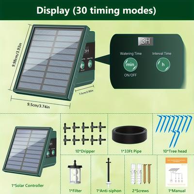 TEMU Srip Irrigation System By Solar Water Pump With Multiple Timer And Anti-siphon Sets, Irrigation System For Garden Indoor/outdoor Garden, Balcony & Patio Irrigation System Image