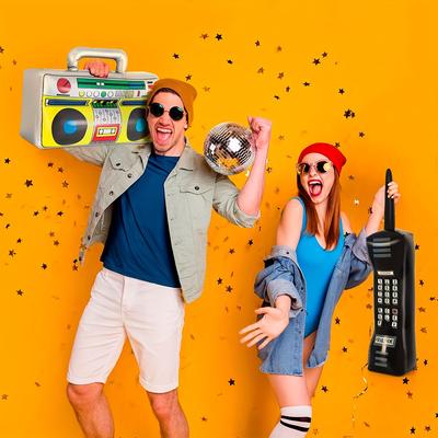 TEMU Inflatable Phone & Radio - Retro 80s 90s Party Decor, Hip Hop Disco Theme, Pvc Music-themed Decorations For Rappers B, No Electricity Needed, Hip Hop Accessories Image