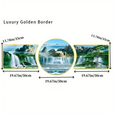 TEMU 3pcs Waterfall Landscape Painting 3d Picture Oil Painting For Room Home Bathroom Kitchen Bedroom Wall Art With Frame Included Art Paintings Print Gifts Funky Decor Image