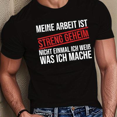"TEMU Funny German Men's Short Sleeve T-shirt - " Or " Humorous Graphic Tee, Geometric Print, Lightweight Summer Casual Top, Regular Fit Machine Washable" Image