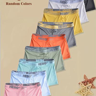 TEMU 7pcs Random Styles Men's Underwear, Fashionable Flat Front Briefs, Youth Socks, Solid Color Quick-dry Boxer Shorts, Soft Stretchy Fit Boxers Image
