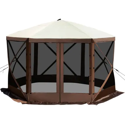 SucceBuy Pop-up-Camping-Pavillon, Camping-Überdachung, 6-seitig, 12' x 12' Sonnenschutz, Zelte und Vordächer, Camping und Wandern