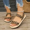 Sommer Frau Schuhe Sandalen Atmungsaktive Frauen Schuh Runde Kopf Offene spitze Leopard Casual