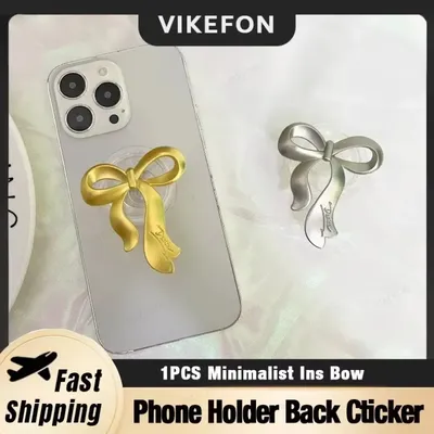 Korea Ins Style Cute Bow Phone Shell Back Sticker Transparent Foldable Phone Stand for iPhone Samsung Xiaomi Back Mounted Holder