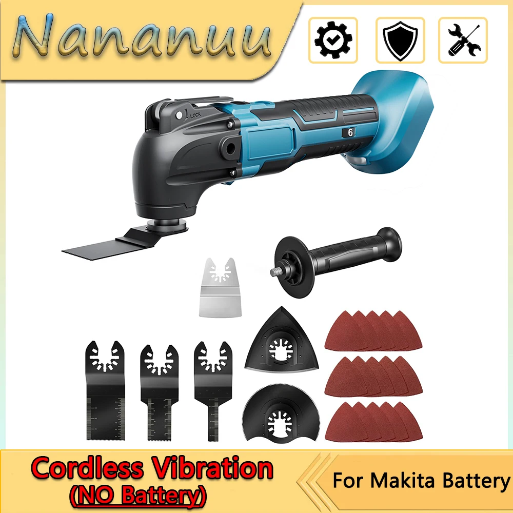 Nananuu Multifunktions-elektrischer Akku-Oszillator, Trimmer/Schaufel/Schneiden/Polieren, Holzbearbeitung, Schneiden, Sägewerkzeug, Heimdekoration Image