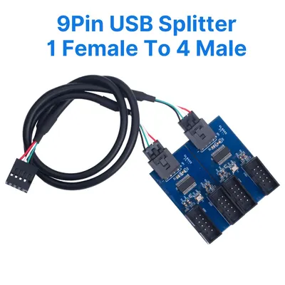 9-poliger USB-Splitter, Motherboard, USB2.0-HUB, Buchse auf Stecker, 1 Port auf 2/4 Ports, Image