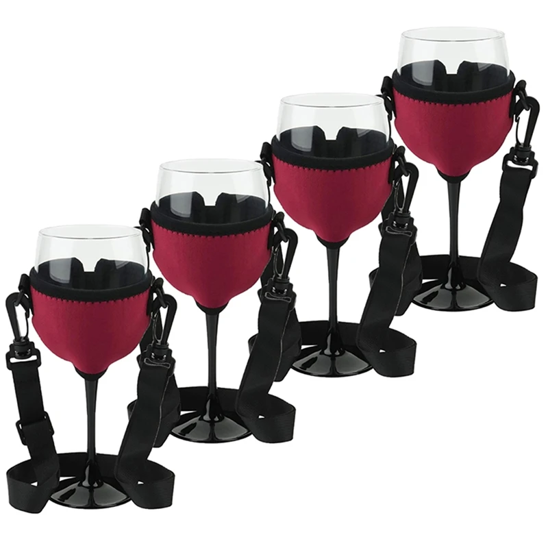 AT19-4PCS Tragbare Wein Glas Halter Strap Wein Sling Yoke Glas Halter Unterstützung Neck Strap Für Geburtstag Cocktail Werkzeuge Image