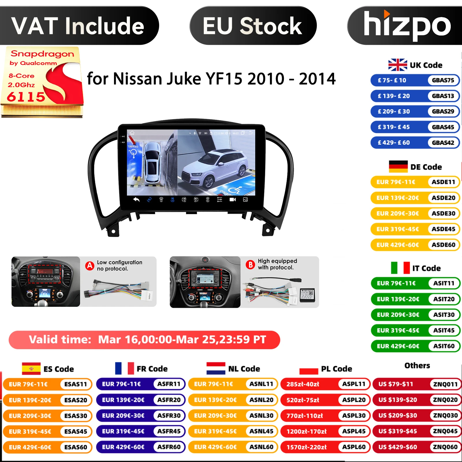 Carplay 4G-LTE DSP AI 2 Din Android 14 Autoradio für Nissan Juke YF15 2010 2011 2012 2013 2014 Multimedia-Player 2Din Stereo GPS Image