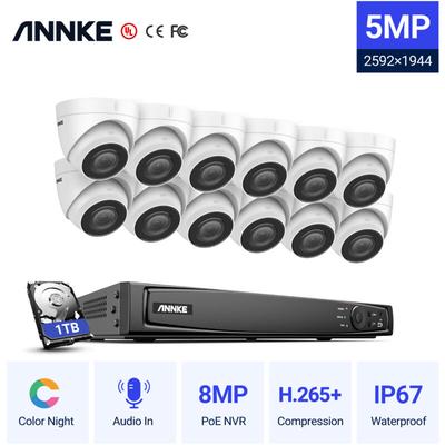 Annke 16CH Système de sécurité vidéo réseau Super hd PoE 5MP 12 caméras style b – 1TB Image