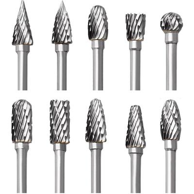 Hartmetall-Frässtift-Set, 10 Stück, Doppelschliff-Frässtifte für Dremel-Zubehör mit Schaft, Image