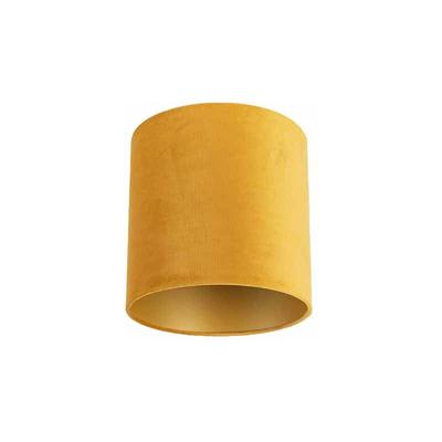 Qazqa - Velours Lampenschirm gelb 25/25/25 mit goldener Innenseite Image