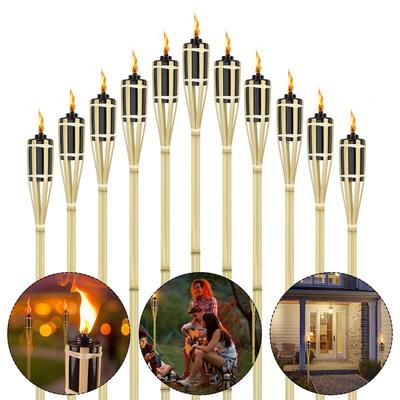 Bambus Gartenfackel, 12er Set Bambusfackeln Fackel, Outdoor Fackeln mit Ersatzdocht, Öllampe Image