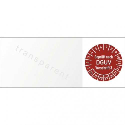 Dreifke® Kabelprüfplakette Geprüft...DGUV Vorschr. 3, 2026-2031, Folie, 50x20mm,10Stück/Bogen Image