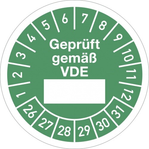 Dreifke® Prüfplakette Geprüft gemäß... 2026 - 2031, Folie, Ø 30 mm, 10 Stück/Bogen Image