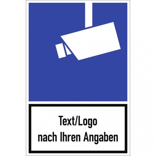 Dreifke® Schild, Video-Infozeichen mit Text und/oder Logo nach Ihren Angaben, Alu, 180x270 mm Image