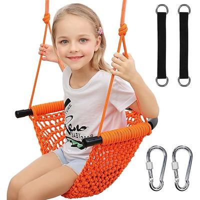 Children's tree swing seat rope swing children's indoor and outdoor swing backyard tree swing door swing (green)