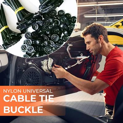 50/100pcs Nylon Universal Cable Tie Buckle, 2025 Heavy Duty Self-Locking Zip Tie Clip, Car Fastener for Fenders, Engine Guards, UV Resistant Small Black Strap for DIY Auto Repair
