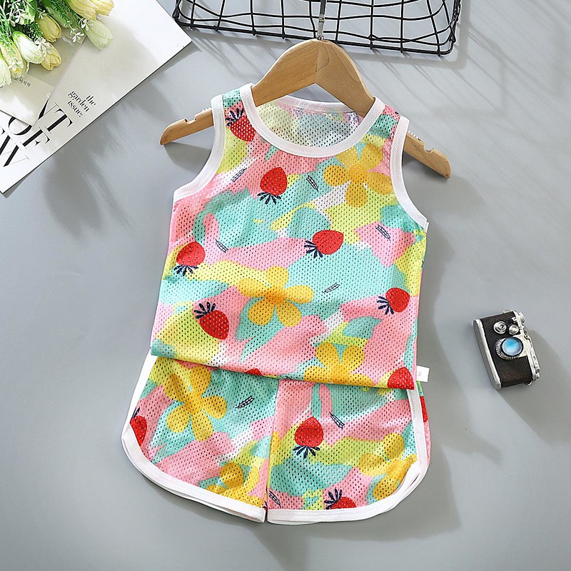 2 Pieces Toddler Boys Tank Shorts Outfit Animal Cartoon Sleeveless Cotton Set Outdoor Fashion Daily Summer Spring 3-7 Years Blue dinosaur feather car