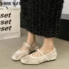 2025New Frauen Wohnungen Schuhe Sommer Ballerinas Mode Bogen Frauen Schuhe Slip auf Süße Hohl Flache