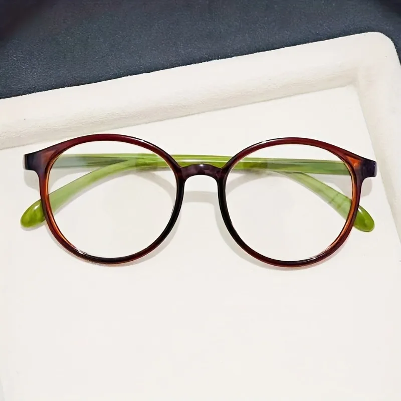 Minimalistische, leichte Lesebrille für Damen, Retro-Stil, runder Rahmen, klare Gläser, Unisex, Anti-Blaulicht-Lesung + 1,0 ~ + 4,0 Image