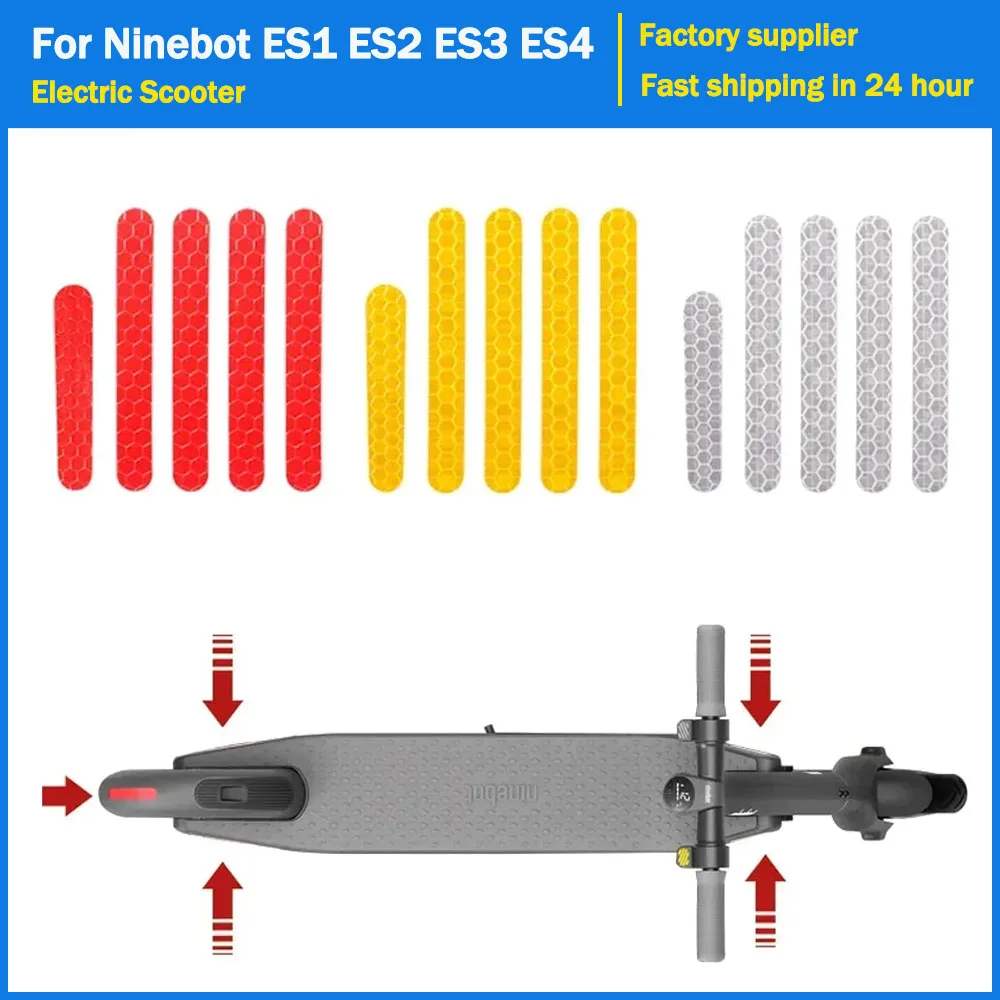 Reflektierende PVC-Aufkleber für Ninebot ES1 ES2 ES3 ES4 Elektroroller, Körperschutzhülle, Warnung, Sicherheitsaufkleber, Klebestreifen Image