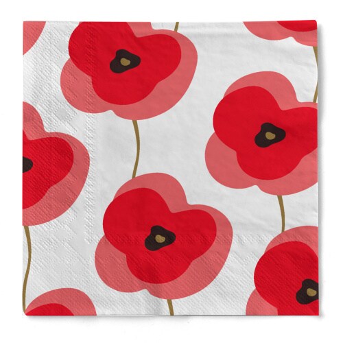 Cocktail-Serviette "Diana" (Mohnblumen) in Rot aus Tissue 3-lagig, 25 x 25 cm, 20 Stück Image