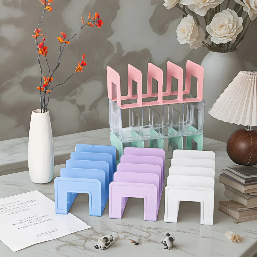 4-Gitter-Mehrzweck-Buchstützen, Buchaufbewahrung, Ständer, Organizer, Halter, Schreibtisch, Bücherregal für Buch, CD, Zeitschriften, Datei, Bürobedarf